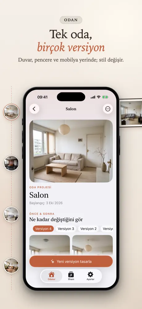 Versiyonlarıyla salon proje sayfası